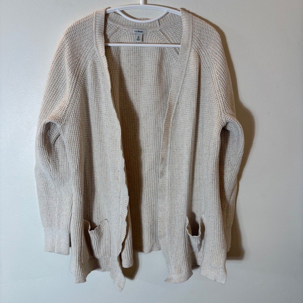 L.L. Bean Organic Donegal‎ Cardigan in Oatmeal Size XL